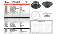 Load image into Gallery viewer, 15H400 15 inch 500W 8ohm Professional Woofer (SP30H)