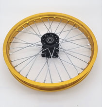 Load image into Gallery viewer, Aluminium 1.60x17 Front Rim fits 70/100-17 tyre & 15mm axle (4T077-1) Black/ Gold