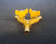 Load image into Gallery viewer, 3-Way Tee Brass Y Shut off Ball Valve 5/16" 8mm Barb (4T219)