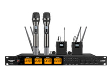 Load image into Gallery viewer, FULINDA /KP-640 UHF Four Channel Wireless 2 x Handhold /2 x Lapel Mic (MC27-2)