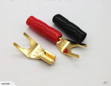 Load image into Gallery viewer, 8 x High quality Gold Plated Copper Speaker Spade Y Fork Connector (PC-55)