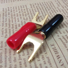 Load image into Gallery viewer, 8 x High quality Gold Plated Copper Speaker Spade Y Fork Connector (PC-55)