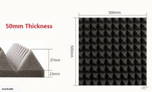 Load image into Gallery viewer, 12 Pack Acoustic Pyramid Studio Foam 5cm x 50cm x 50cm