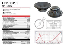 Load image into Gallery viewer, LF15G301D 15 inch 500W 8ohm Professional Woofer (SP30)