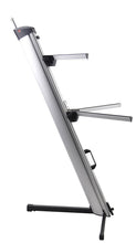 Load image into Gallery viewer, Aluminum Silver Double Keyboard Instrument Stand 2 Tier KS088 w Mic Boom & carry bag (ST19-1)