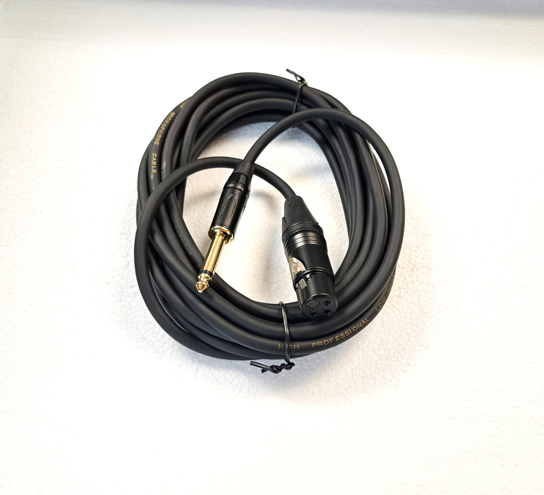 Black 5m Microphone Cable Female XLR to 1/4