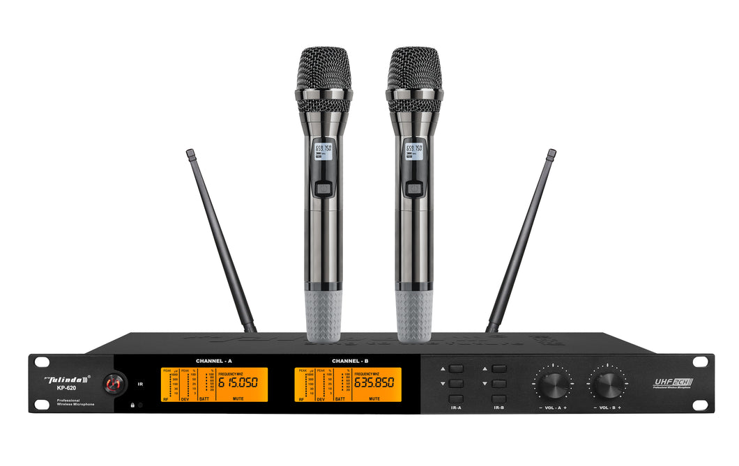 FULINDA KP-620 UHF Dual Channel Wireless Microphone (MC27)