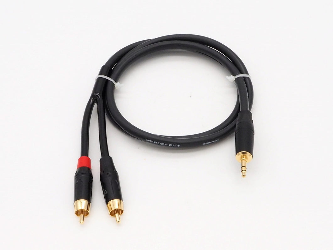 Handmade Japan Canare 1.0m Aux Audio 3.5mm Stereo to 2 RCA Y Cable (CB-47)