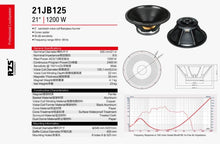 Load image into Gallery viewer, 21JB125 21 inch 2800W 8ohm Professional Woofer (SP26)
